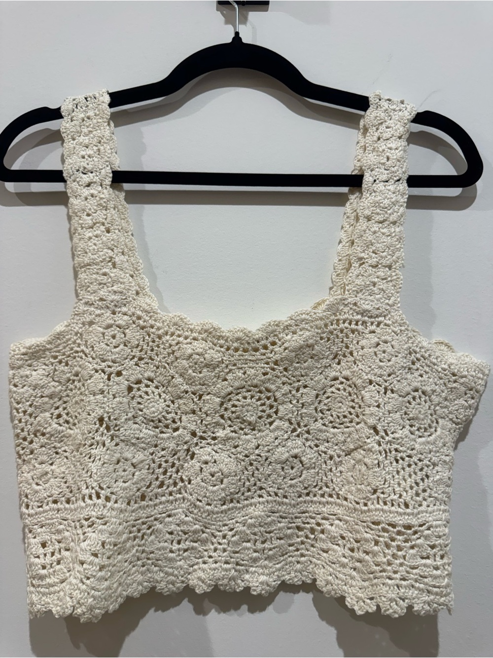Free People lost in yo eyes cream Crochet cotton cropped tank sz M NWT